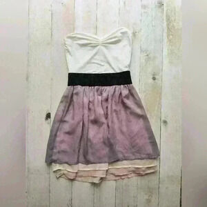 Charlotte Russe Strapless Color Block Empire Waist Mini Sheer Dress Size XS